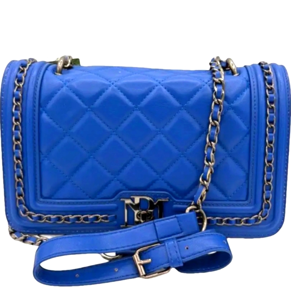 Badgley Mischka Quilted Crossbody Bag in Bright Blue